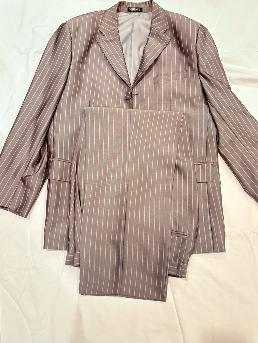 Versace Men's Taupe Pinstripe Two-Piece Suit